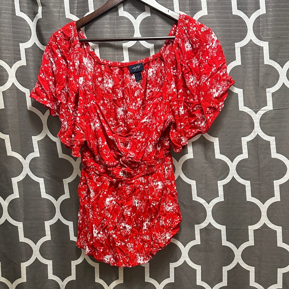Daytrip Red and White Floral Blouse
